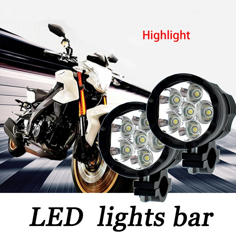 Motorcycle Driving Light LED Axiliary Fog Light 6 LED 40W White Work Light High Beam Low Beam Flash Three Modes Fog Light