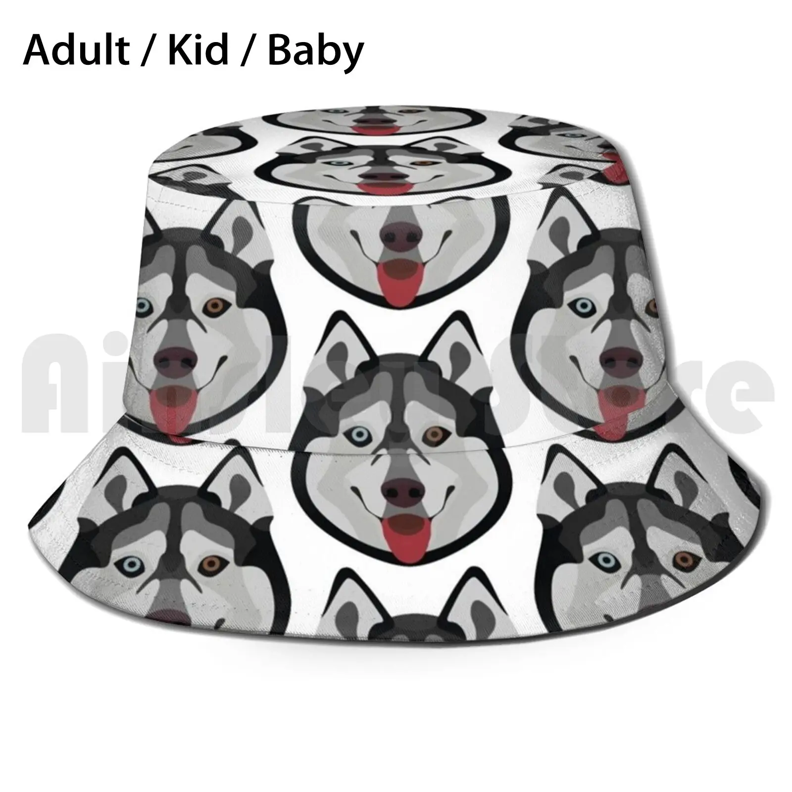 Illustration Dogs Siberian Husky Sun Hat Foldable UV Protection Husky Dog Siberian Husky Cheeky Puppy Head Good Boy