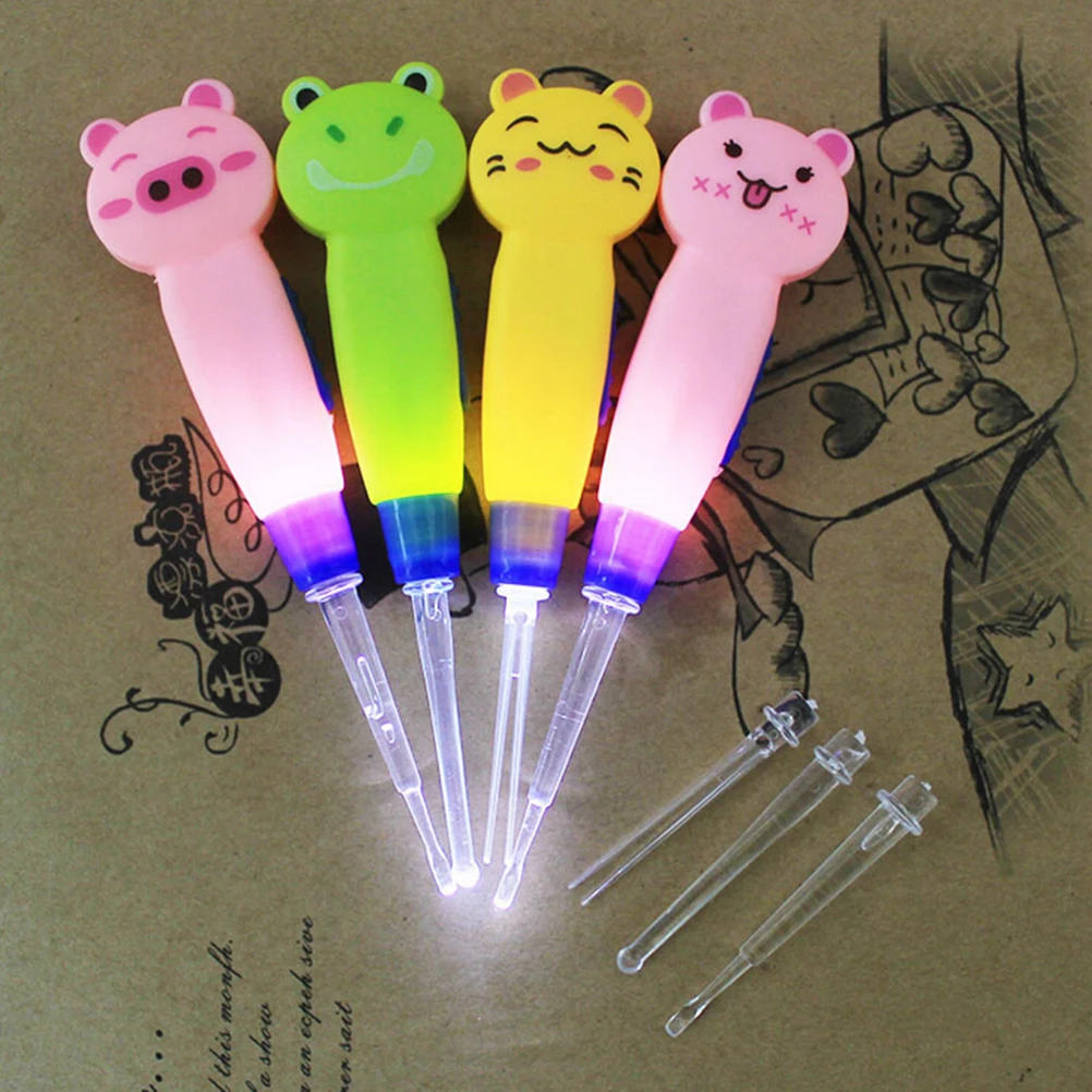 New Earwax With Light Spoon LED Cartoon Baby Care Ear-picker Child Cleaning Tool Ears Spoon Digging Luminous Dig Ear Syringe