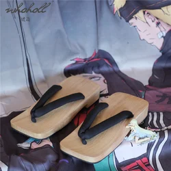 Man Samurai Cos Geta Japanese Wood Clogs Shoes Summer Flat Slippers Man Demon Slayer Flip Flops Slippers Cosplay Shoes