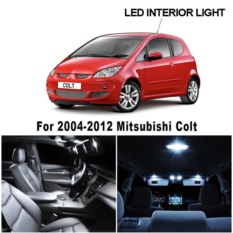 7pcs Canbus White LED Bulbs Interior Dome Map Reading Light Kit For Mitsubishi Colt MKVI MK6 VI 2004-2012 License Plate Lamp