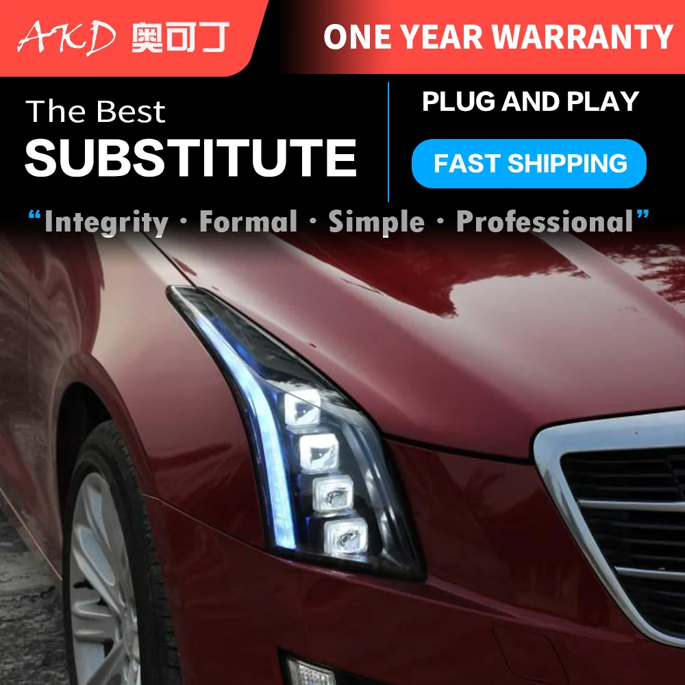 Auto Parts For Cadillac ATS 2014-2018 ATSL latest Styling LED Headlights Low Beam High Beam 4 Lens Projector Car Lights Modified