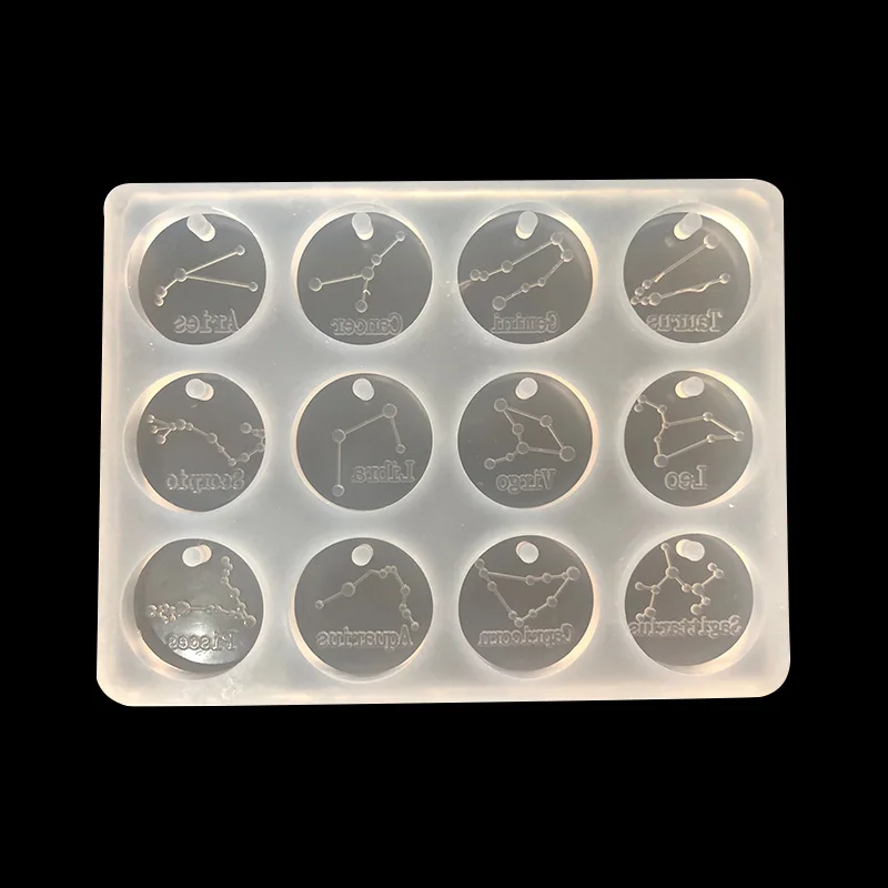 New 1PCS Charms Craft DIY Transparent UV Round 12 Constellations Resin Liquid Silicone Combination Molds for Making Jewelry