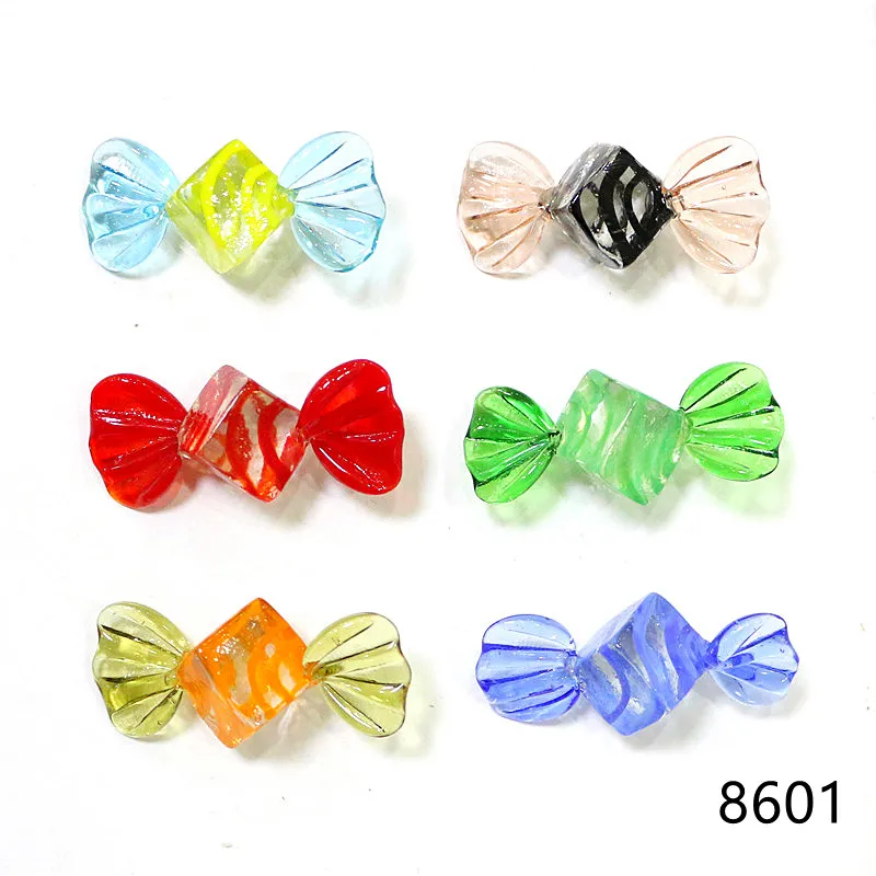 6pcs Colorful Vintage Murano Glass Candy Craft Ornaments For Home Table Favors Wedding Party Gift New Year Christmas Decorations
