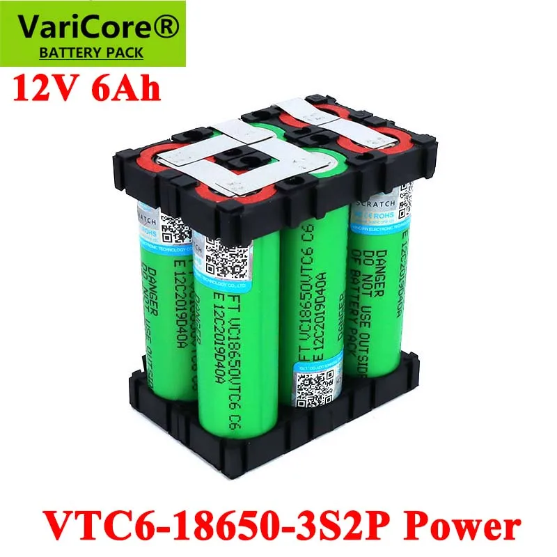 

VariCore 11.1v/12.6V 18650 VTC6 3S2P 6000mAh 20 amps For 12V wireless Screwdriver batteries DIY weld battery pack