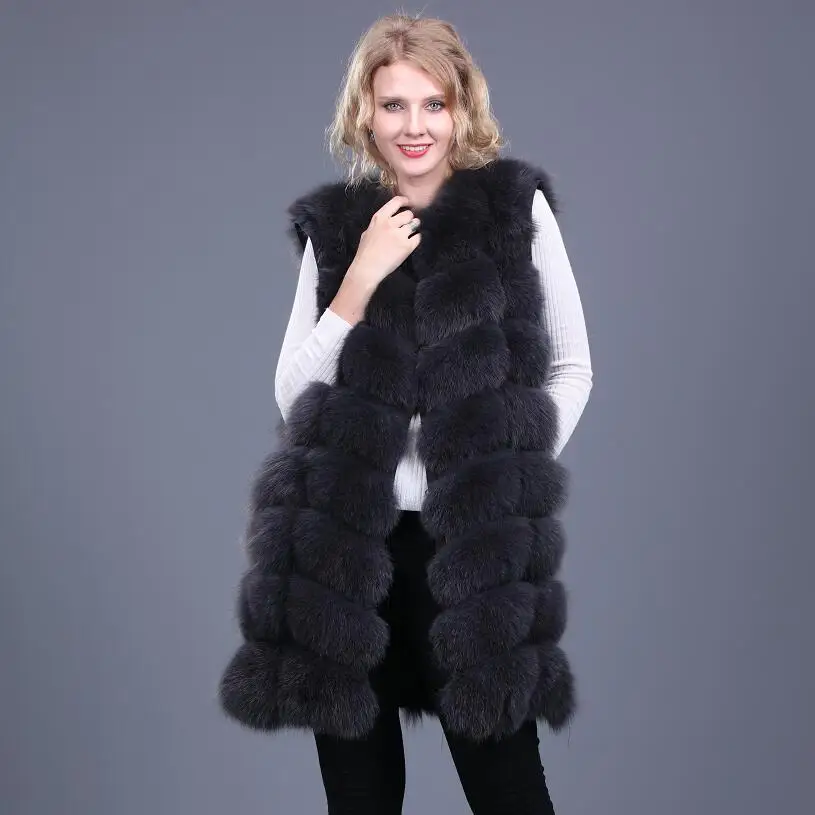 Women\'s Real Natural Fox Fur Vest Coat, European Warmth, Street Fashion, Spring and Autumn