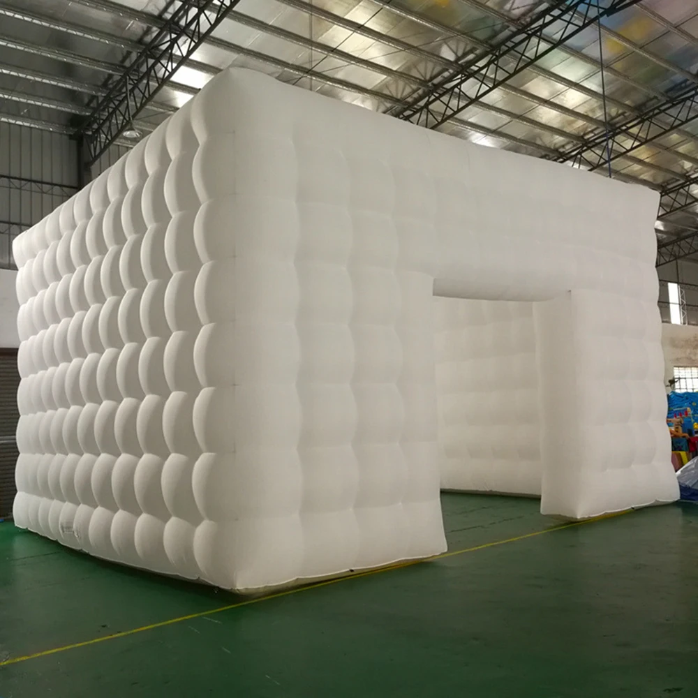 Cabine inflável personalizada da foto da barraca quadrada da barraca do cubo inflável do quadrado do quadrado de 4/5m do branco gigante de alta qualidade com luz conduzida para o evento