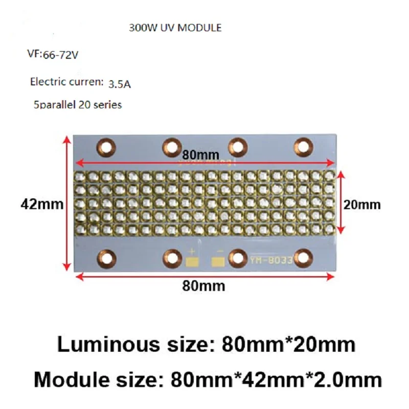 Uv led módulo para impressão 3d tinta de cura jóias identificação verificação de notas manicure irradiação âmbar 300w 3535 lâmpada