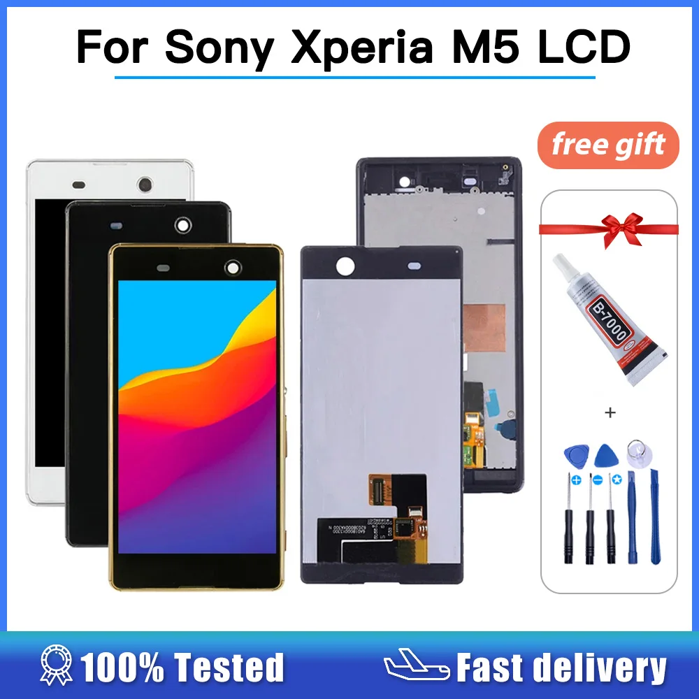 LCD Display For Sony Xperia M5 LCD Display Touch Screen Digitizer For SONY E5603 E5606 E5653 Digitizer Assembly with frame 5.0\