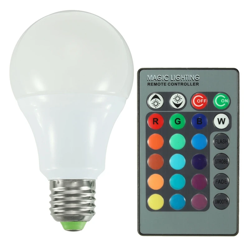 16 Color Changing  E27 LED Bulb Lamps AC85-265V RGB 5W/10W/20W LED Globe Light Lamp Bulb With 24 Keys Remote Control