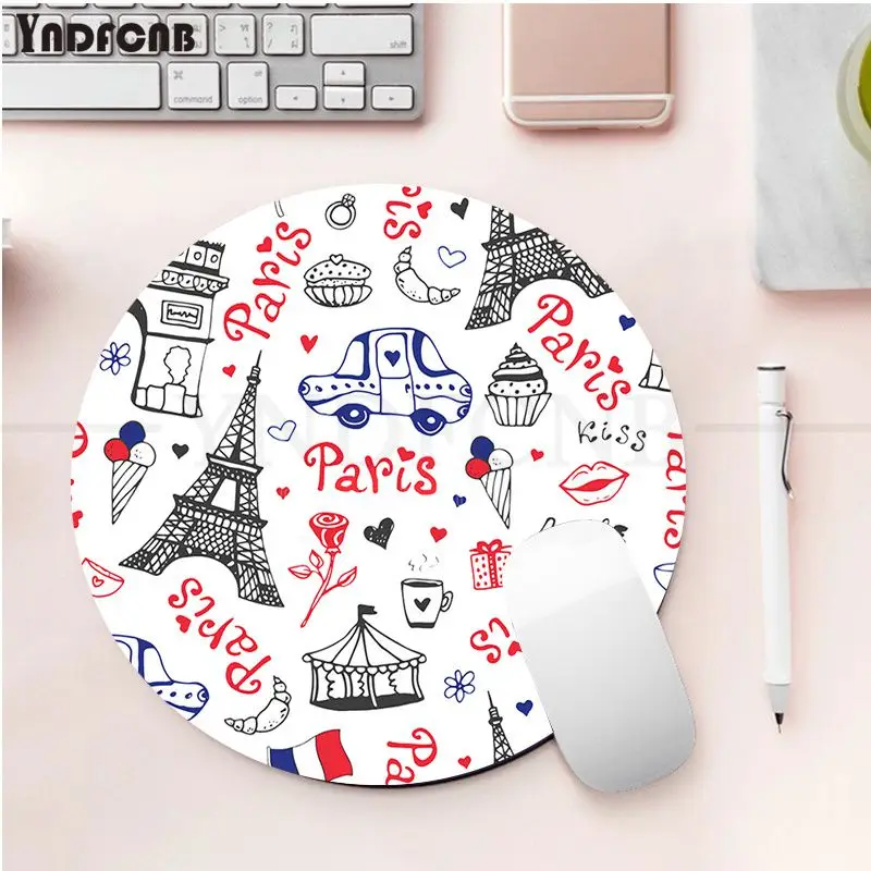 France Paris life Feauiel-パターン化されたラップトップ,PC,ノートブック用の丸いコンピュータデスクパッド