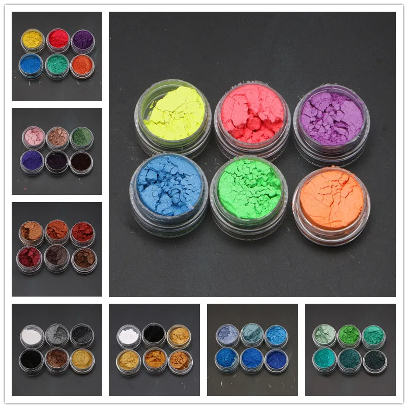 1 Set Kosmetische Grade Perlglanz Natürliche Glimmer Mineral Pulver Epoxy Harz Farbstoff Perle Pigment DIY Schmuck Handwerk Machen