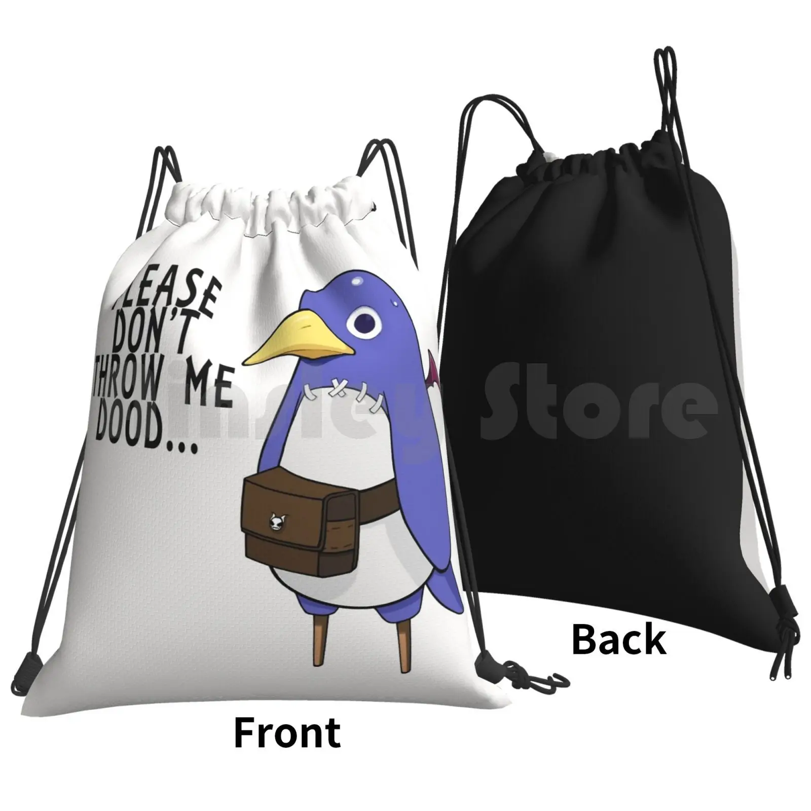 I'll Throw You Anyway Backpack Drawstring Bags Gym Bag Waterproof Prinny Disgaea Makai Senki Disgaea Funny Geek Nerd