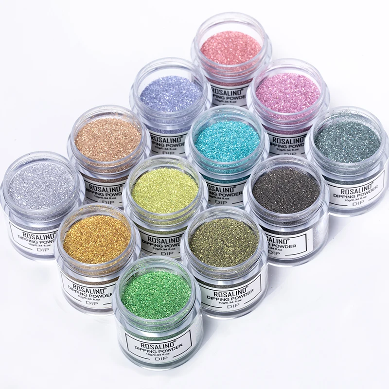 ROSALIND 10g Dipping Powder White Clear Acrylic Powder Glitter Dust Chrome Nail Dip Powder Pigment For Nails Art Designs New