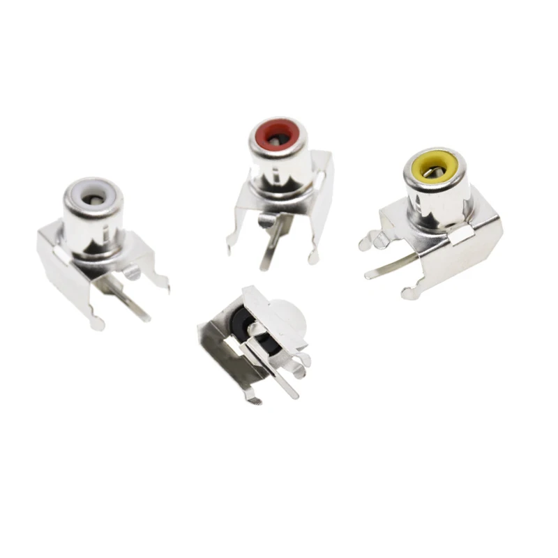 10Pcs/Lot RCA Lotus Socket Metal Seat AV-103B Red White Yellow Single Hole Lotus Connector 2PIN AV-8.4-3 RCA