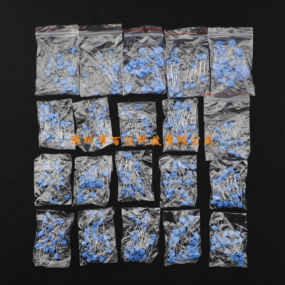 200pcs 20 specifications × 10pcs 1KV/2KV/3KV high voltage ceramic capacitor mixed package blue ceramic capacitor