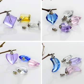 10PCS Crystal Glass vial pendants Mini Glass Bottles Rice vials Necklace Perfume Bottle Rice Charms