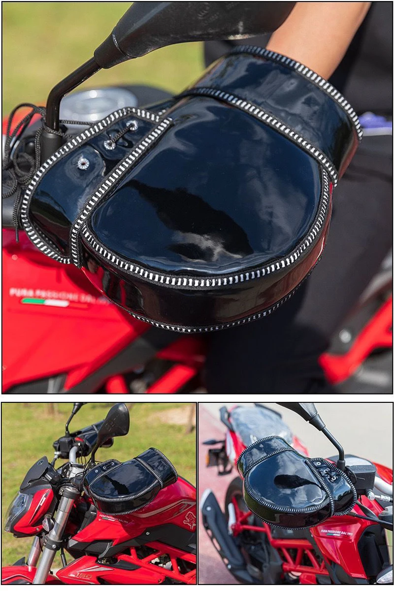 1 Paar Motorrad-Lenkermuffen Winter-Fahrradhandschuhe Wasserdichte Lenkerhandschuhe Schneemobil E-Bike Motorrad Thermo-Handschuhe – Detail 18