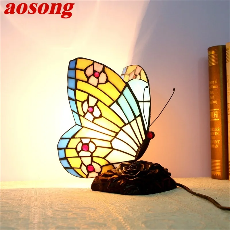 AOSONG New Table Lamps Contemporary Creative Butterfly LED Colorful Desk Light for Home Bedroom Decoration