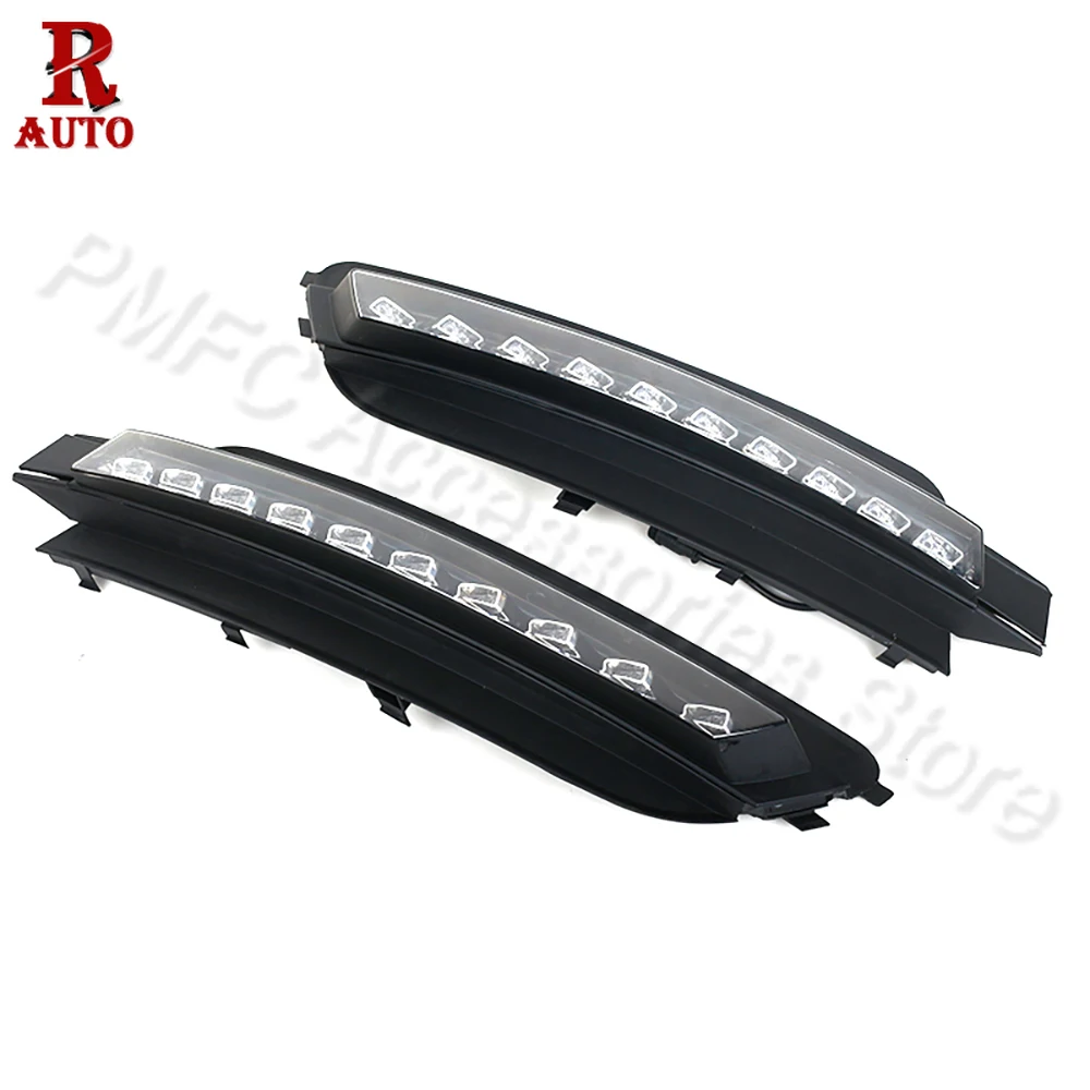 

R-AUTO Car-styling 1Pair LED Fog Lamp White LED Daytime Running Light Waterproof Daylight For Audi A6 A6L C7 2012 2013 2014 2015