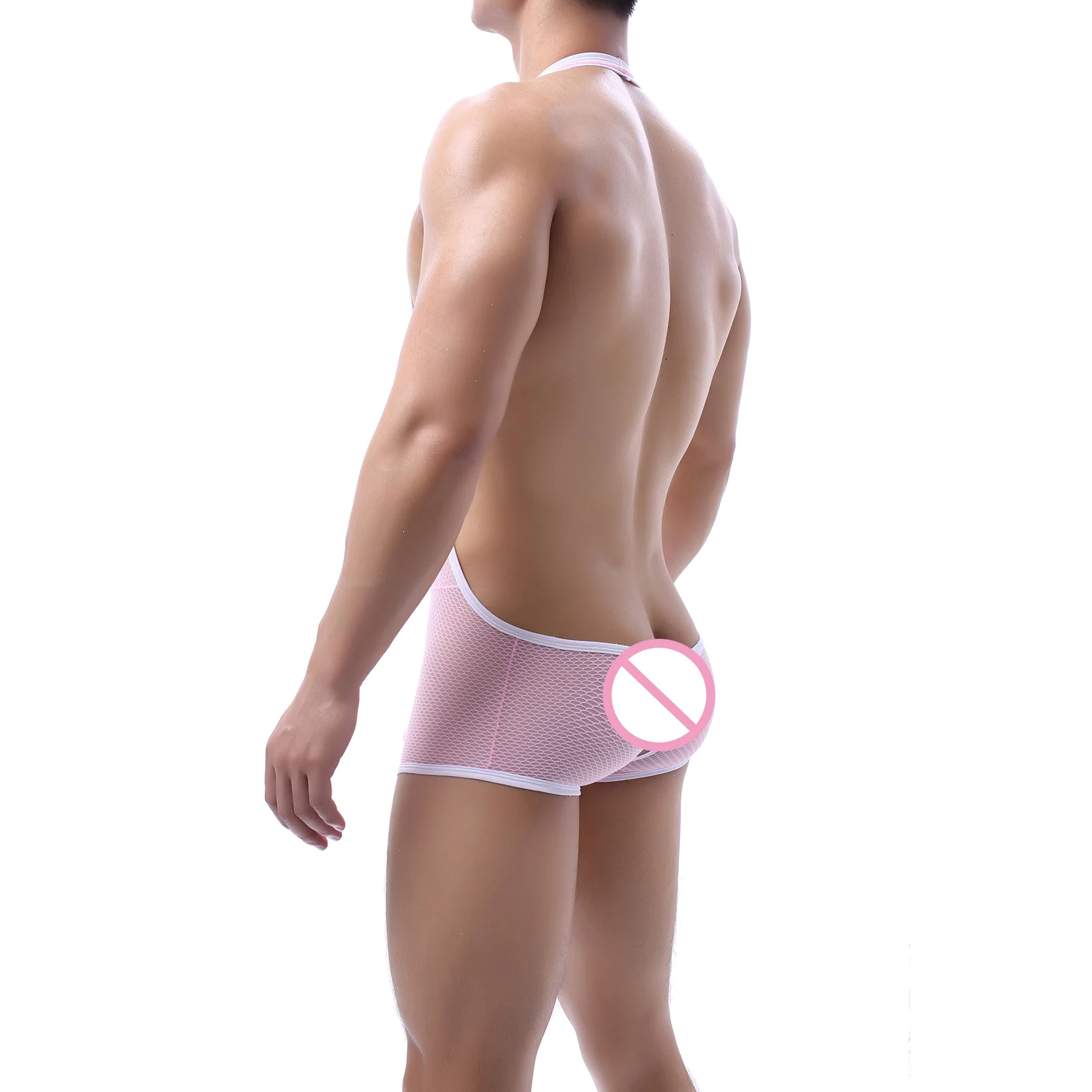 CLEVER-MENMODE Sexy Hommes Jockstrap Boxer Justaucorps Sous-Vêtements Lutte Singlet Batterie Costume Long Pénis Poudres Open Butt Mesh Combinaisons