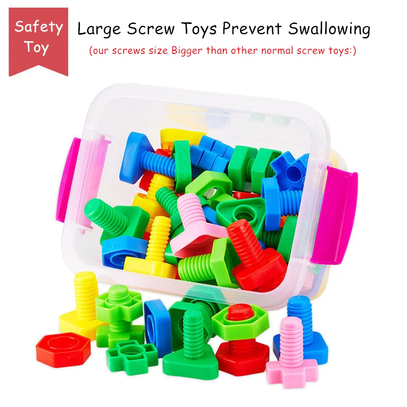 Large Screw Toy Big Screws Set Color Shapes Match Game 4x5cm Bigger Screws For Baby Kids Assembly Toys Educational Games Blocks