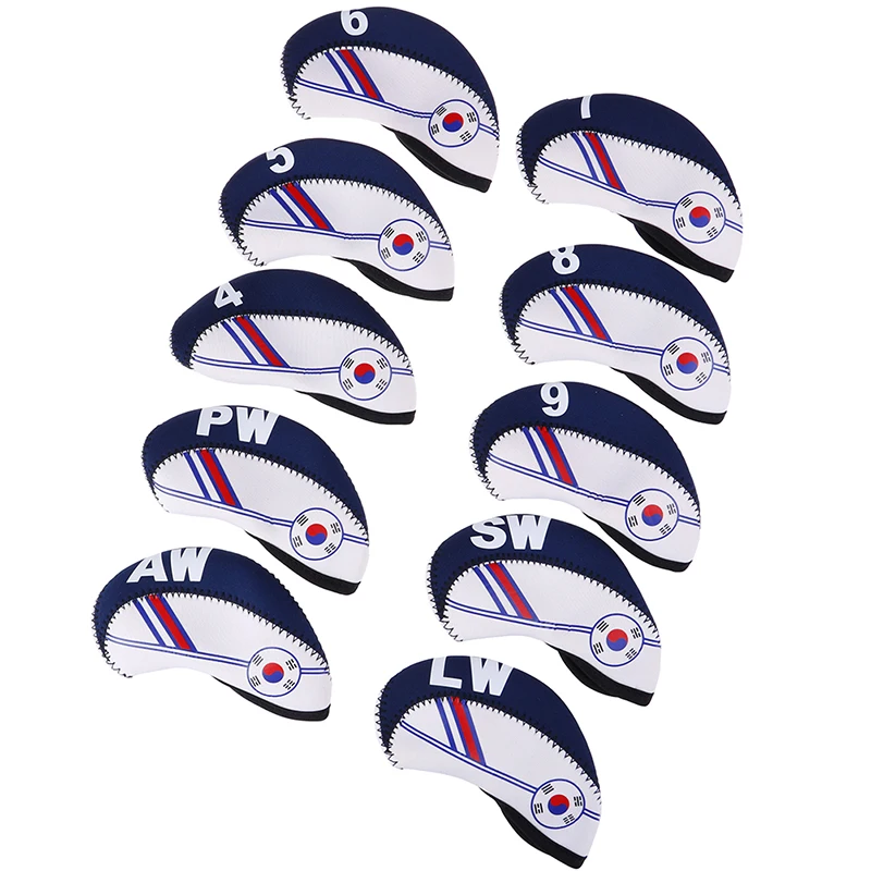 10PCS/Set Exquisite Golf Club Iron Head Covers Protector Golf Head Cover Sets Iron Club Head Cover Accessories