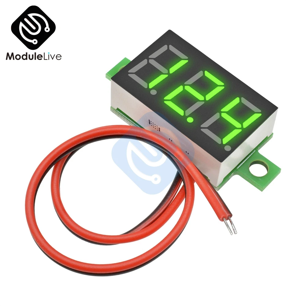 0.36 Inch 2 wire Red Blue White Green Mini Digital LED Display Voltmeter Panel Volt Voltage Meter Adjustment Voltmeter for Cars