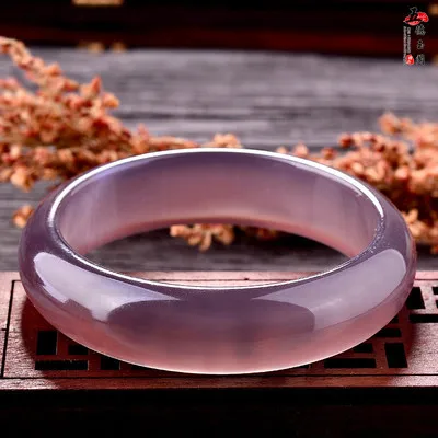 Natural Chalcedony Agate Smoked Purple 54-64mm Bangle Elegant Princess Jewelry Best Gift