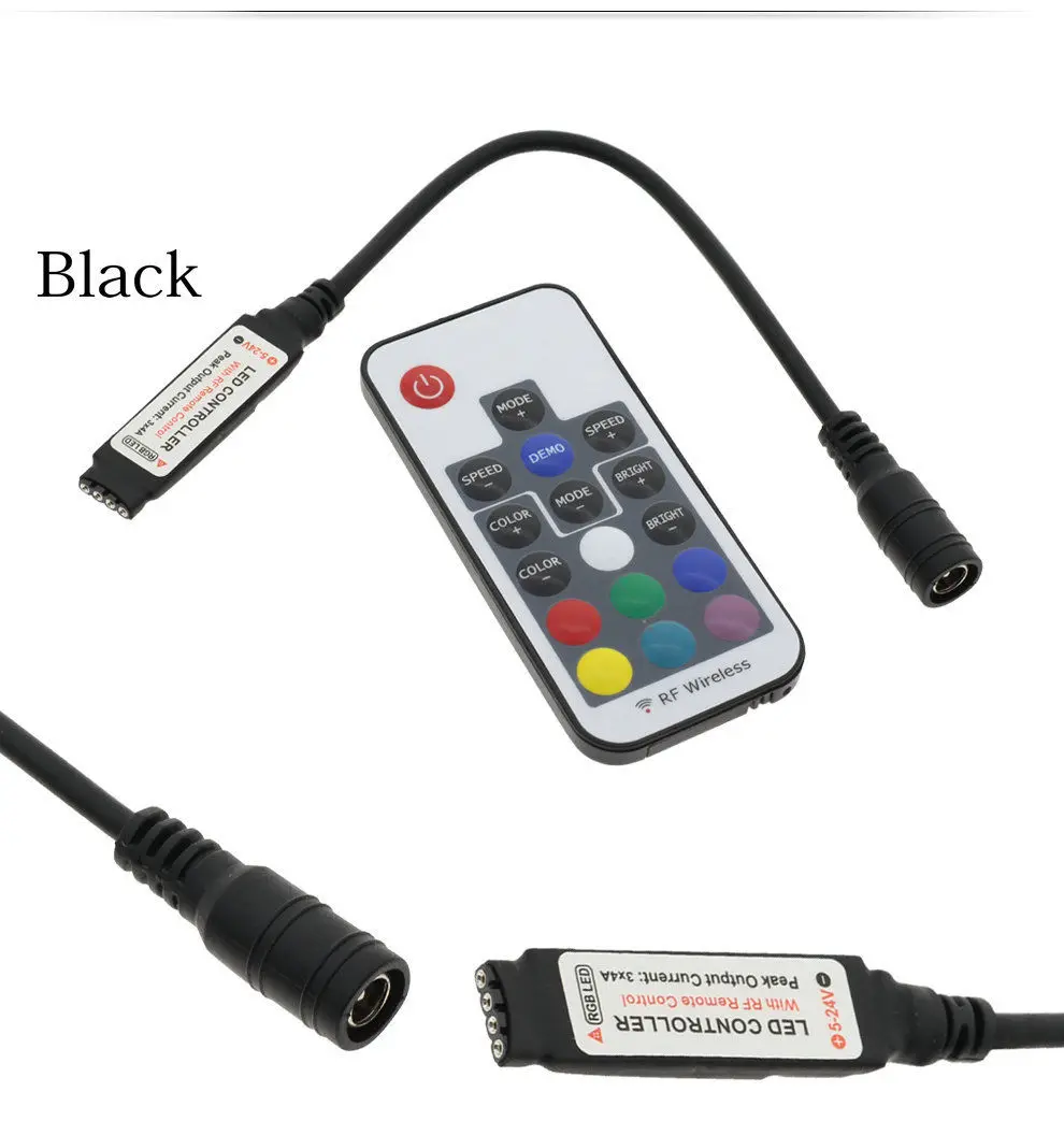 Mini Led RGB Remote Controller DC 5V-24V 17 keys RF Wireless Dimmer For LED Strip Lights 4 Pin Connection