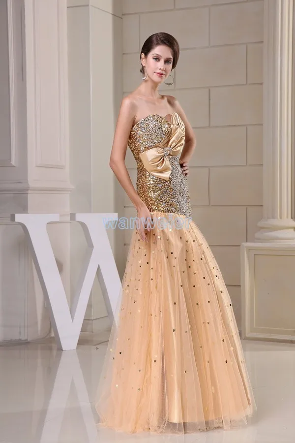 free shipping 2018 new design handmade bow formal sexy sparkle beading plus size sweetheart girls prom mother of the bride Dress