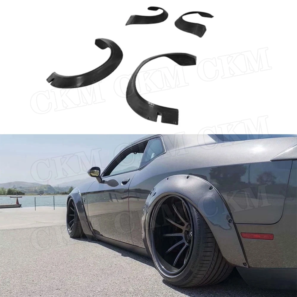 

FRP Unpainted Black Front Headlight Eyebrows Eyelids Trim Sticker Protect for Dodge Challenger LB Style Auto Car Decoration