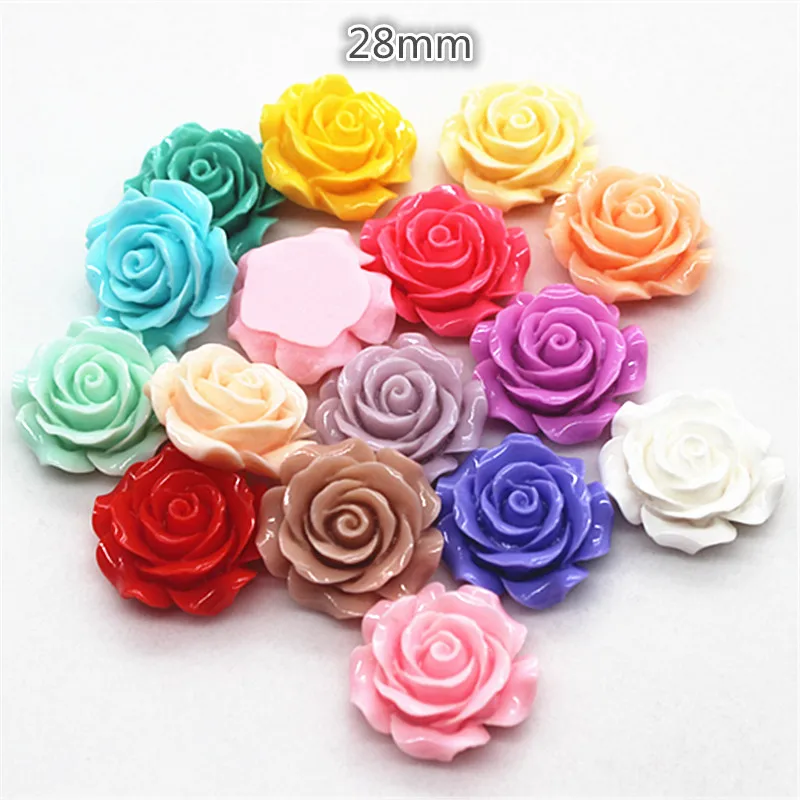 10pcs 28mm Resin Camellia Flowers Flat Back Cabochon DIY Jewelry/ Craft Decoration(No Hole)