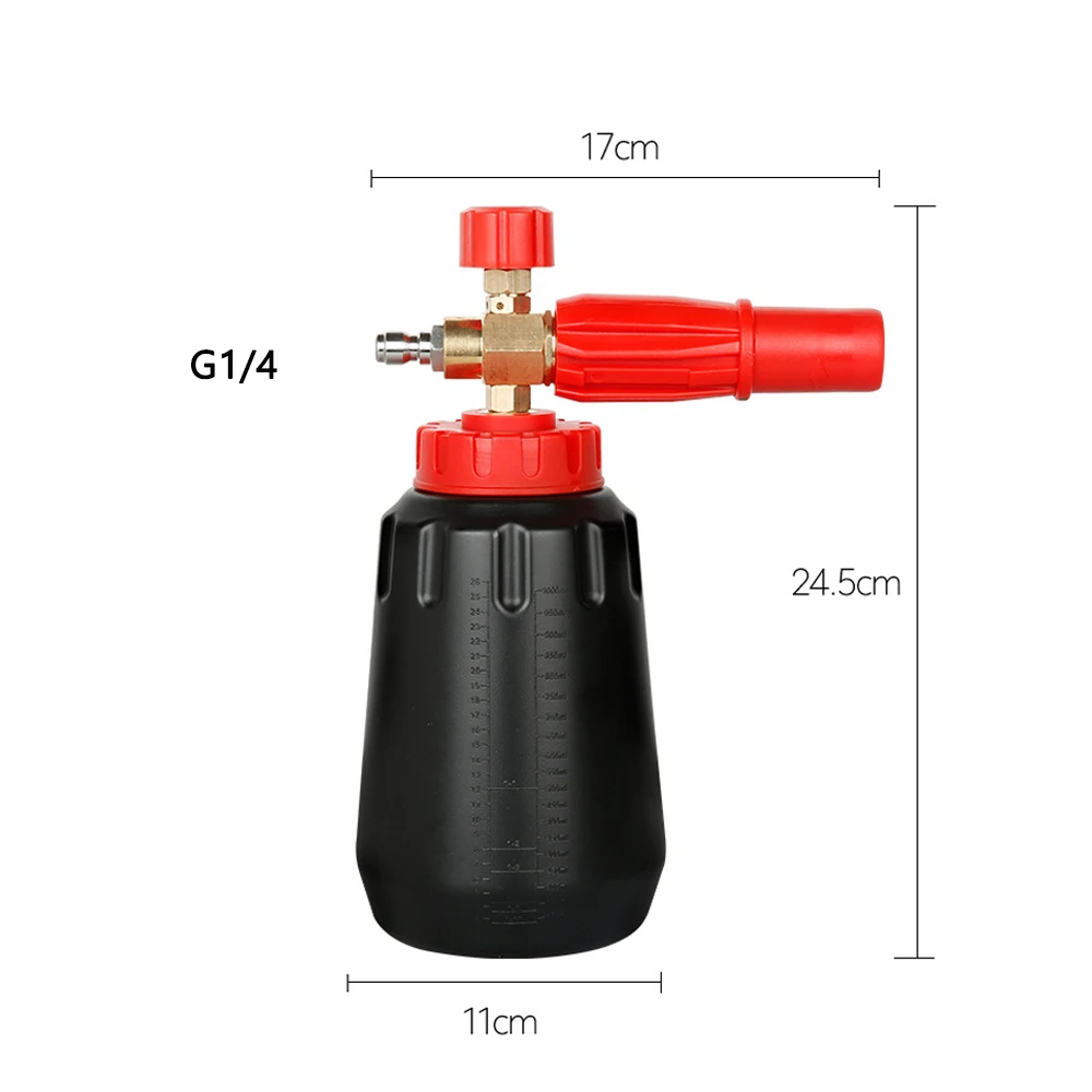 High Pressure Washer G1/4 Total Copper Snow Foam Lance Gun Generator Spary Nozzle Car Washer Soap Bottle Deck Foam Cleaning Tool