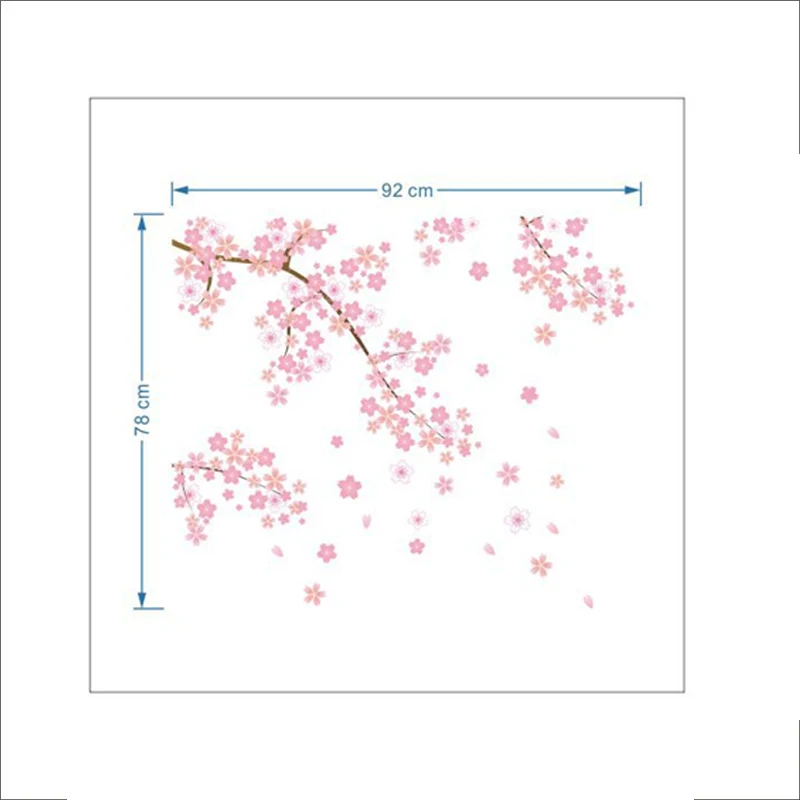 Kwitnąca Sakura kwiatowa naklejka drzewko na ścianę do sypialni dekoracja salonu Diy sztuka na ścianę ścienna do domu plakaty pcv