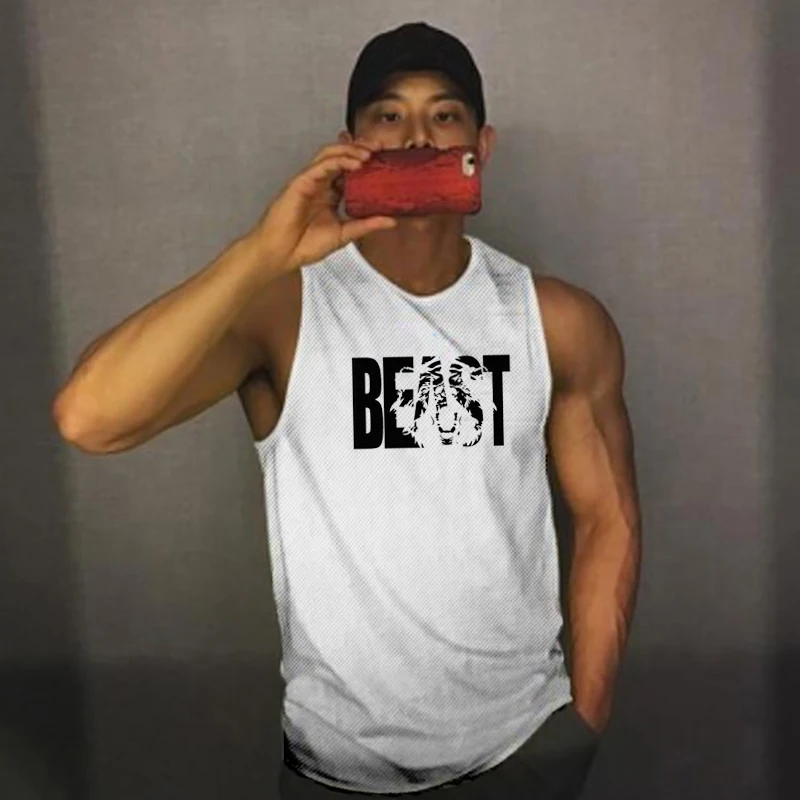 

Workout Gym Mesh Quick Dry Vest Clothing Tank Top Men New Fitness Summer Fashion Musculation Bodybuilding Sport Sleeveless Shirt