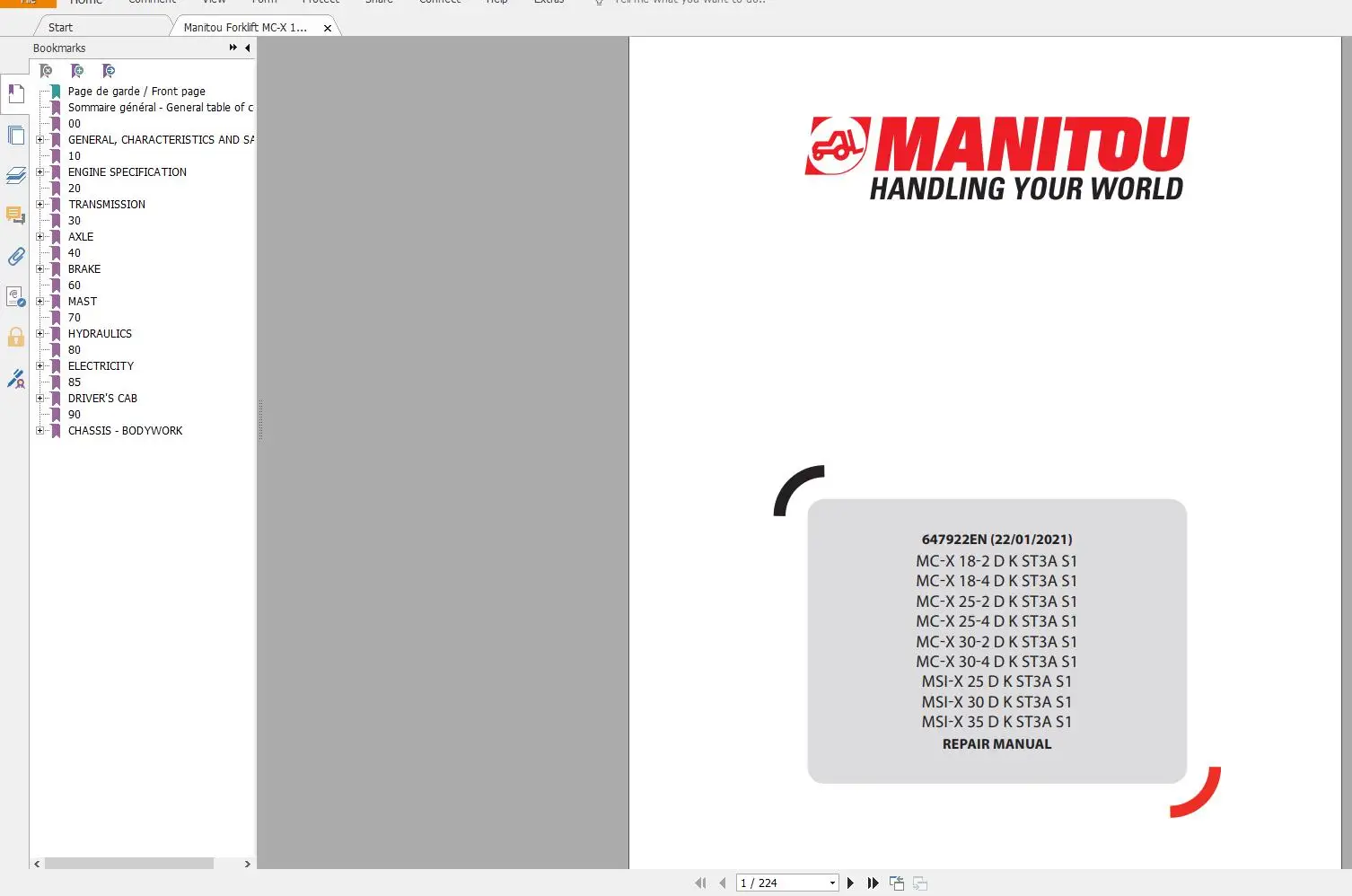 Manitou MC,MHT,MLT,MT,MT-X,MXT PDF 2.14 GB Updated 2021 Operator And Service Manual