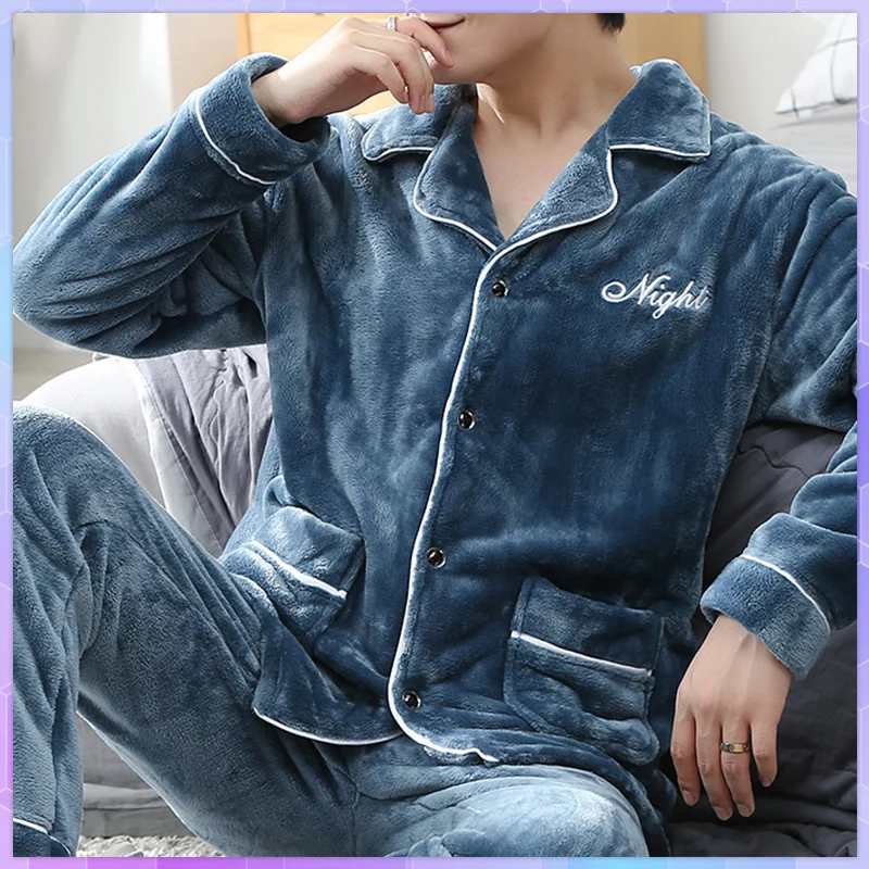 Men\'s Winter Pajamas For Men Pajama Sets Long Sleeve Casual Sleepwear Pyjama Male Homewear Lounge Clothes Plus Size Пижама