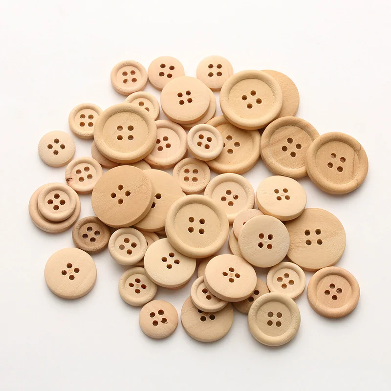 50Pc/4 Hole Natural Wood Button handmade DIY Sewing Buttons Clothing Decoration Wedding Decor Handmade Crafts Sewing Accessories