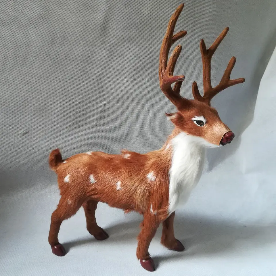 

real life toy sika deer hard model,polyethylene& furs 27x12x36cm deer handicraft,prop,desk Decoration,toy gift b0644