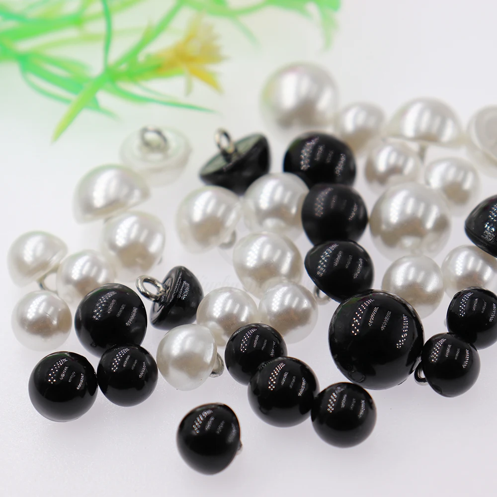 8mm - 12.5mm Copper Foot White Black Mushroom Pearl Buttons for Sewing Spring Autumn Fashion Clothing Accessories Supplies