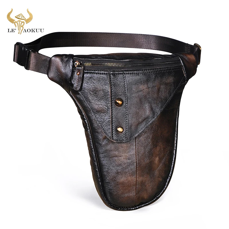 Luxury Brand Original Leather Men Design Classic Messenger Sling Bag Fashion Travel Fanny Waist Belt Pack Leg Drop Bag 3115