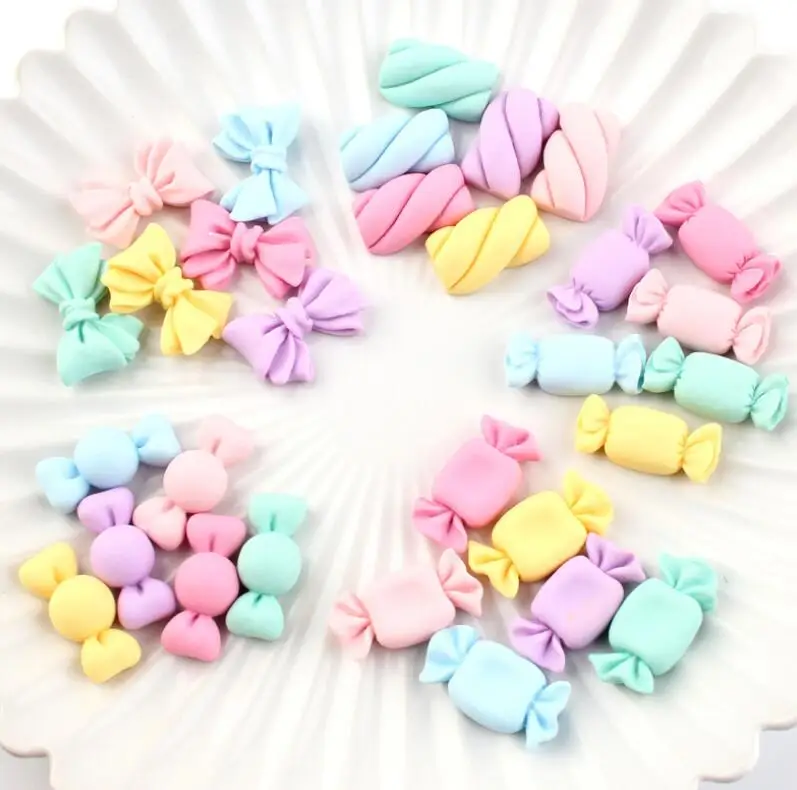 20pc Candy bowknot Flatback Resin Cabochon Simulation Fake Food Phone Deco Parts DIY Scrapbooking Decoration Craft Accessories