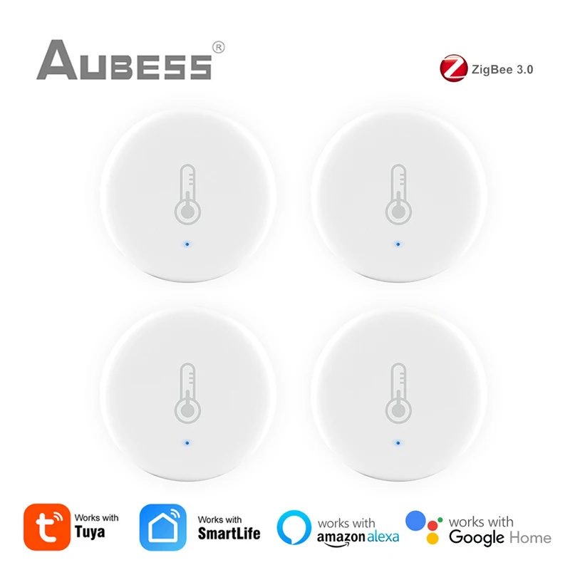 

AUBESS Tuya ZigBee 3.0 Temperature And Humidity Sensor Remote Monitor By Smart Life Work With Alexa Google Home ZigBee Gateway