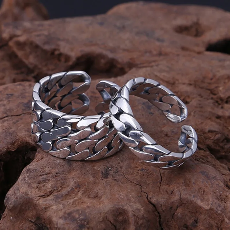 BOCAI New S925 Silver Jewelry Stylish Engagement Ring for Men and Women Couples Adjustable Selected Gift