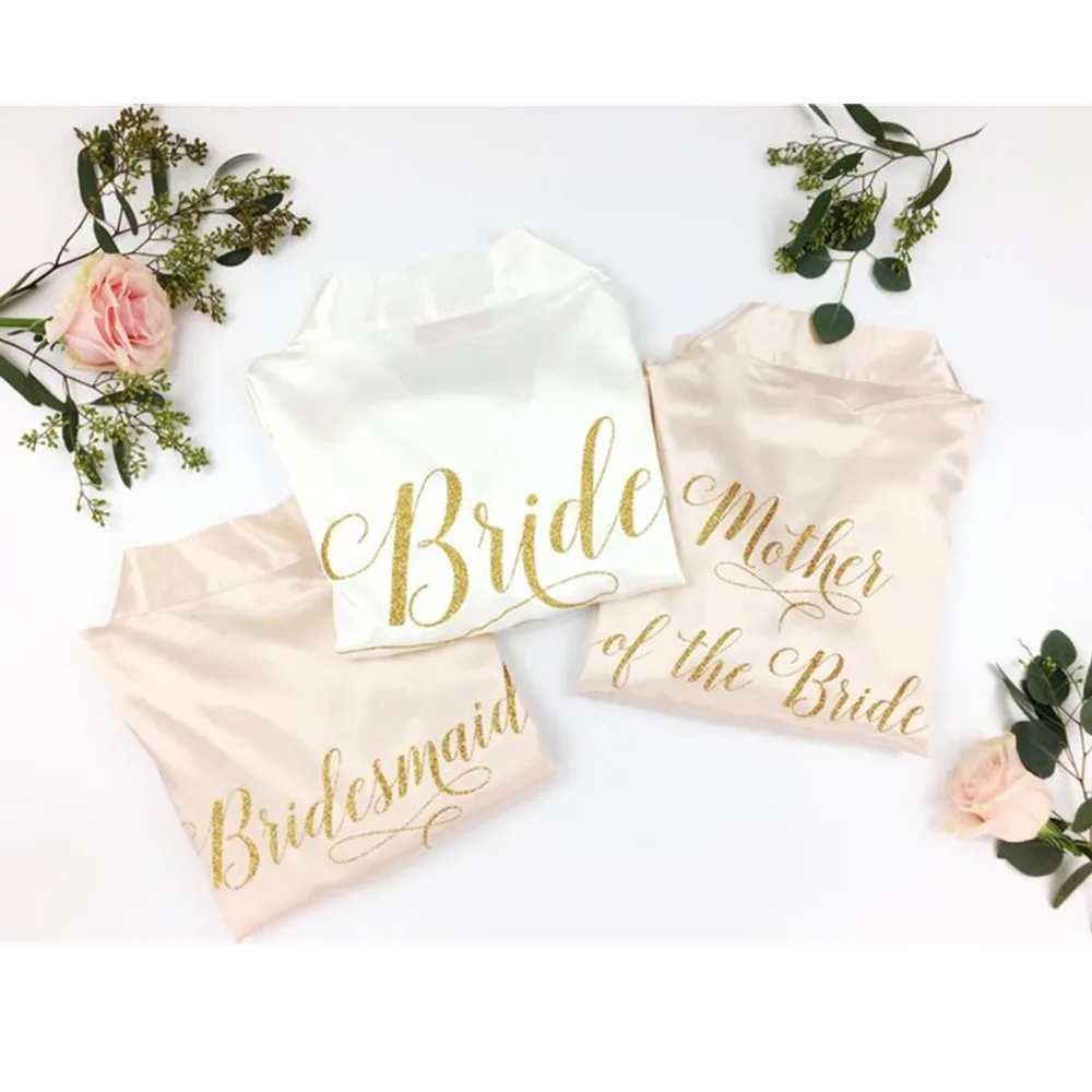 

personalized Name rose gold Peignoir Valentine's gifts satin Mother's robe Sexy Women Nightwear hen weekend Bathrobe bridesmaid