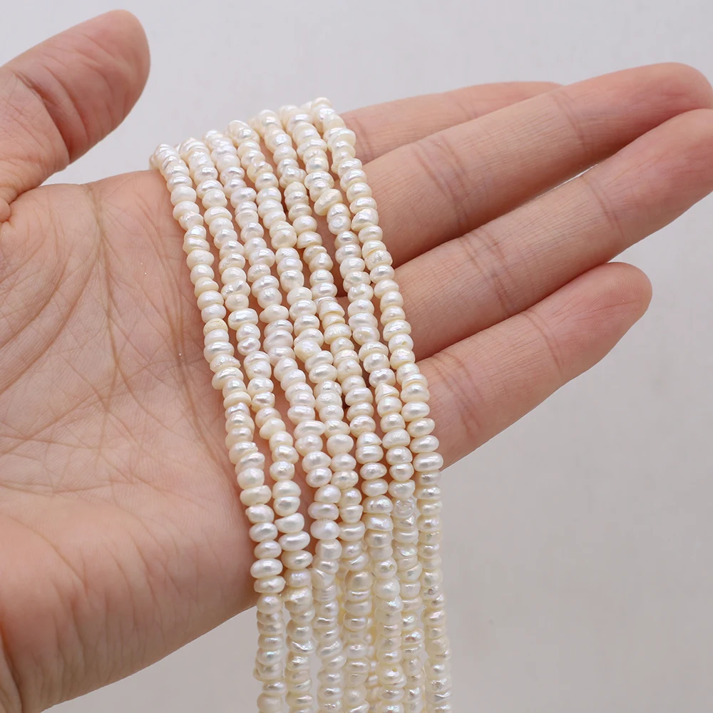 Natural Freshwater Pearl Beads White Oblate Irregular Loose Pearls For DIY Charm Bracelet Necklace Jewelry Accessories Making