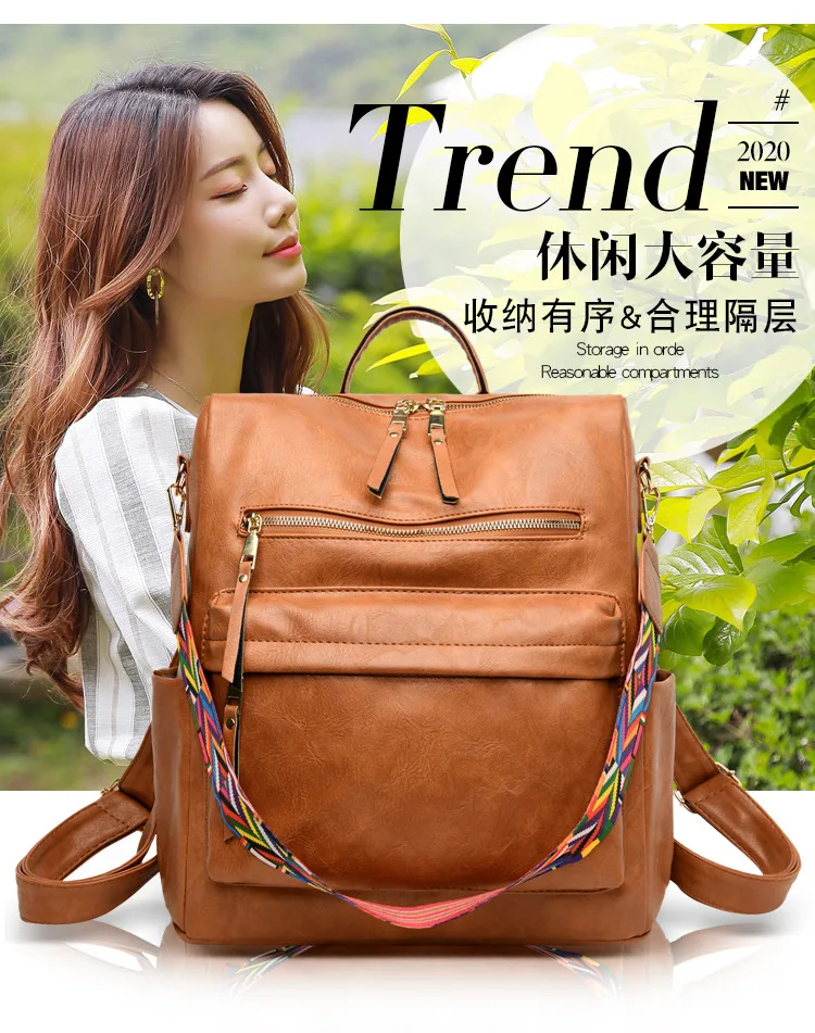 2021 new women's backpack fashion casual travel backpack female high school student schoolbag female pures and bags back pack