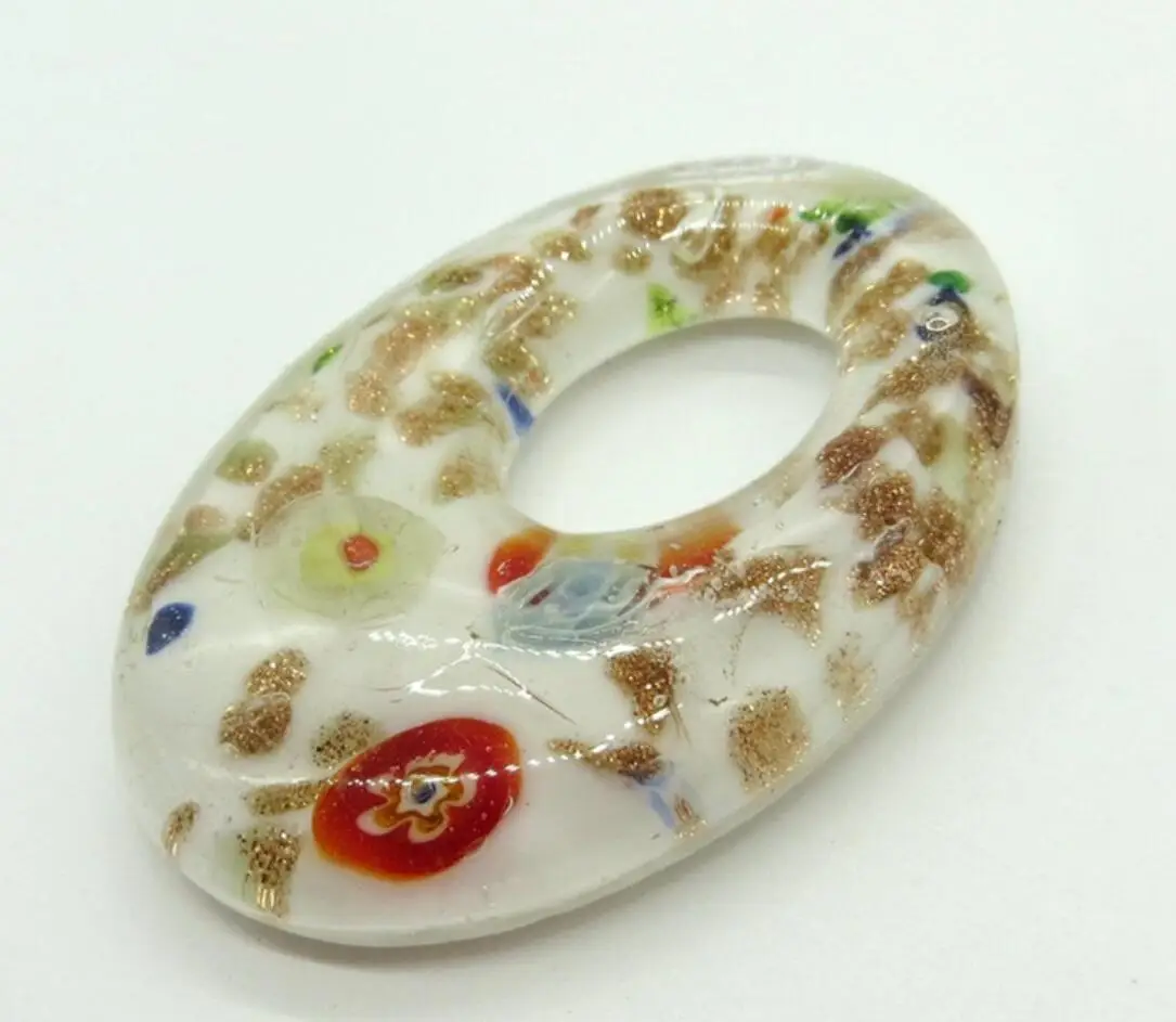 New Jewelry Handmade Murano Lampwork Glass Retro Oval Shape Pendant Fit For Necklace Gifts LL36
