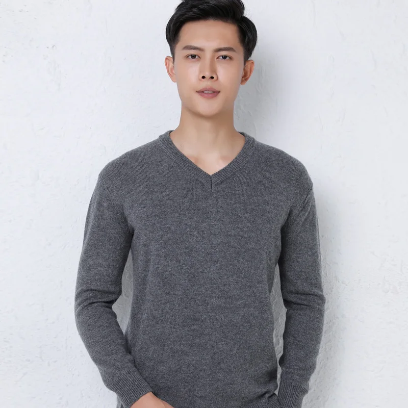 Super Warm 100% Wool Sweater Classic Men Pullover 2021 Autumn Winter V-neck Cashmere Sweaters Male Jumper Full Sleeve Pull Homme